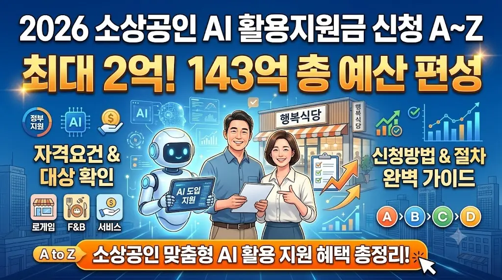 소상공인 AI 활용지원금 신청 A~Z — 최대 2억·143억 예산·자격요건·신청방법 총정리 2026