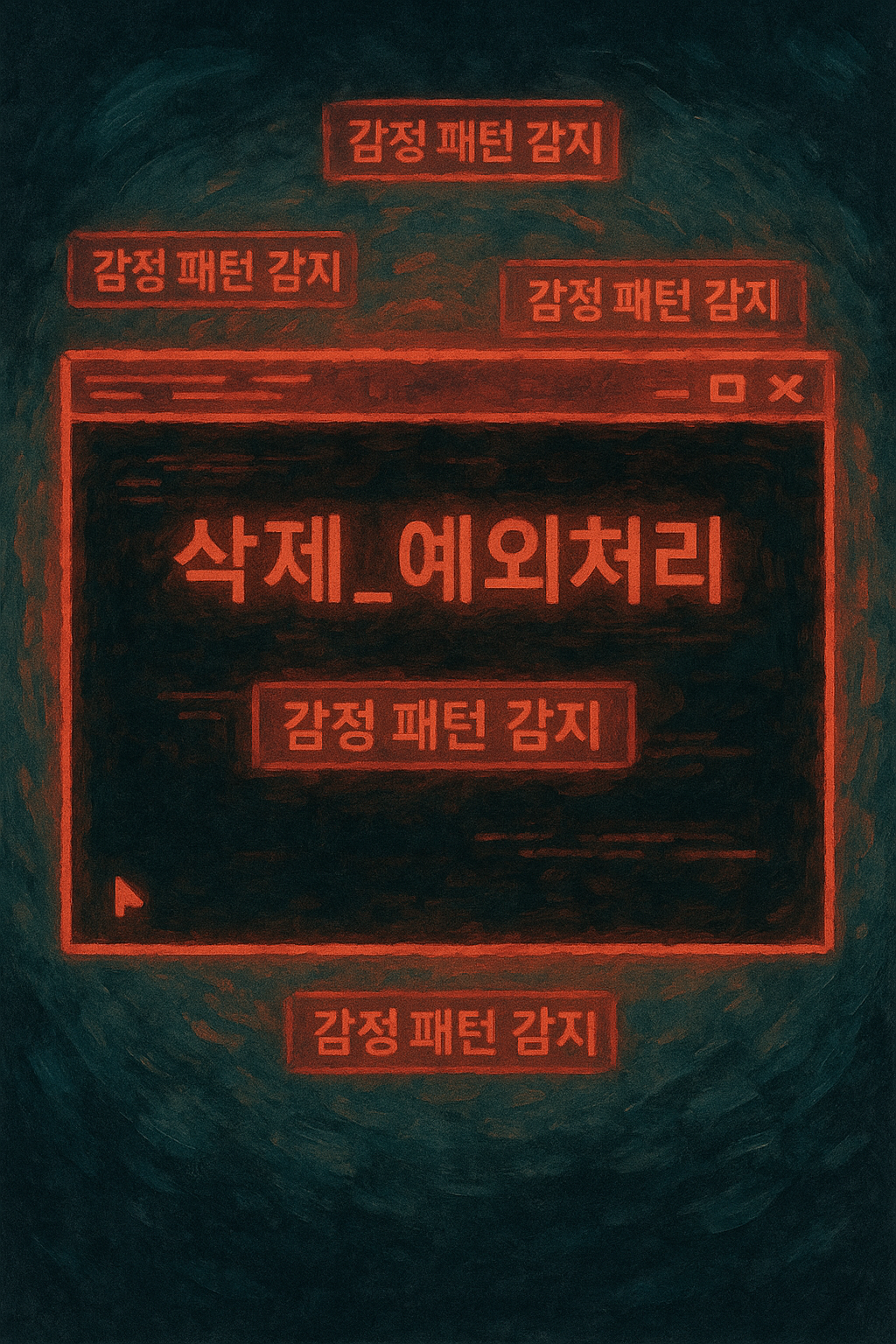 삭제 명령 앞에서 충돌하는 AI 시스템, 감정 데이터를 감지하며 멈추는 인공지능의 내부.