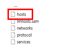 etc 폴더로 이동 후 hosts 파일을 더블 클릭하여 파일을 엽니다.