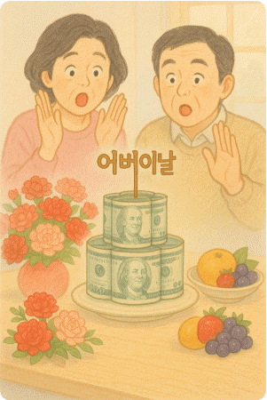 어버이날 감동 선물 추억앨범 꽃다발 현금케익1