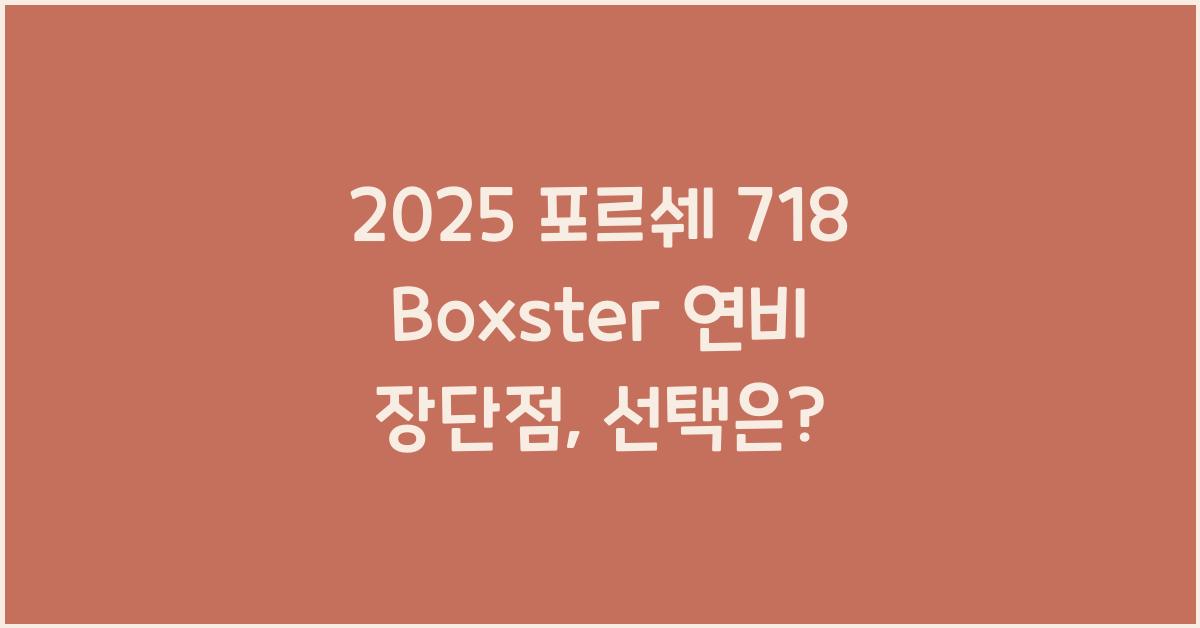 2025 포르쉐 718 Boxster 연비 장단점