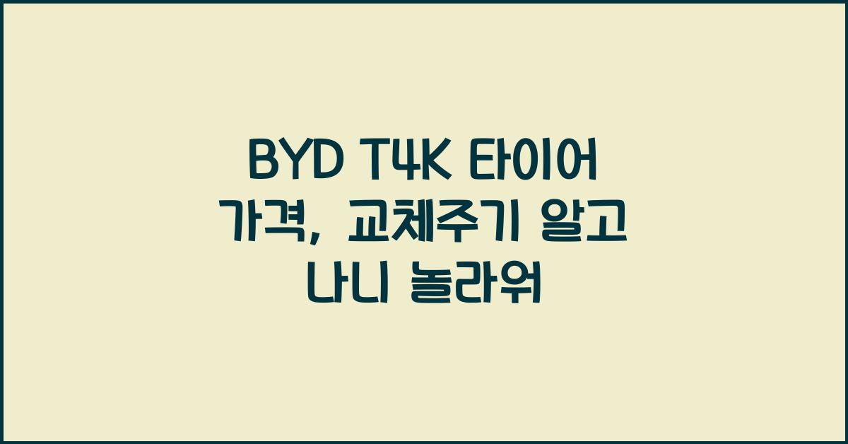 BYD T4K 타이어 가격, 교체주기
