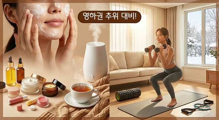 영하권 추위 대비! 겨울철 피부 건조 해결템 & 실내 운동 루틴