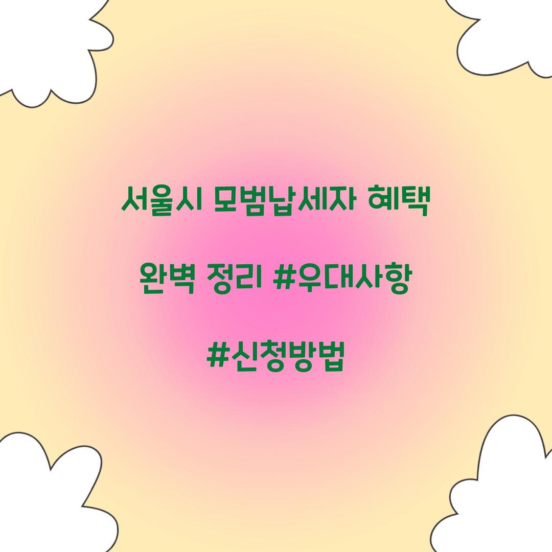 서울시 모범납세자 혜택