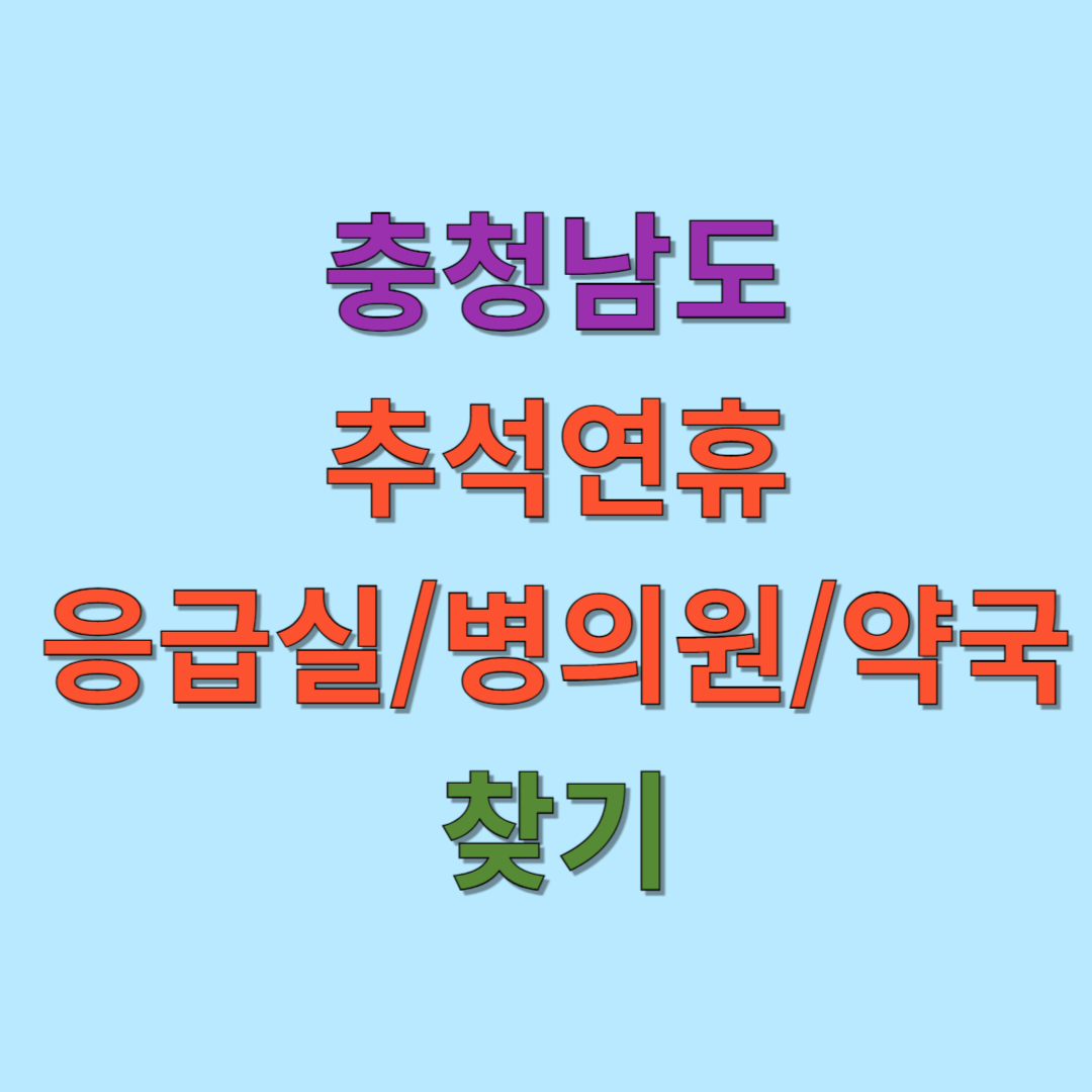 충청남도 추석 연휴 응급실, 병의원, 약국 찾기 가이드