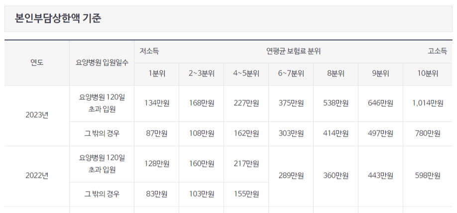 자료: 건강보험공단 본인부담상한액 기준