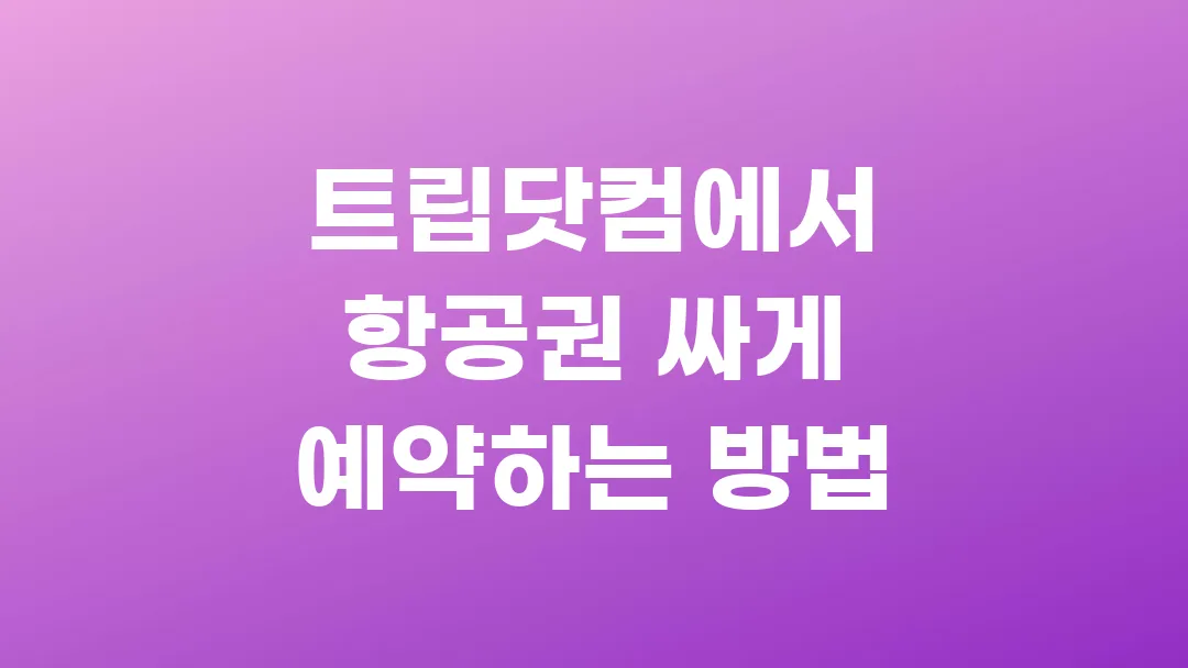 트립닷컴에서 항공권 싸게 예약하는 방법