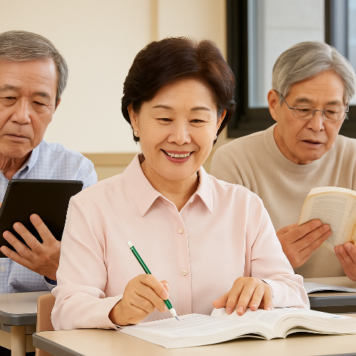학원에서-영어공부를-하는-60대분들