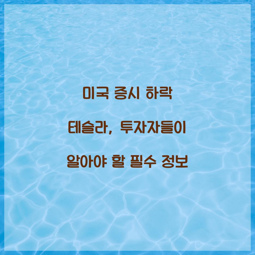 미국 증시 하락 테슬라