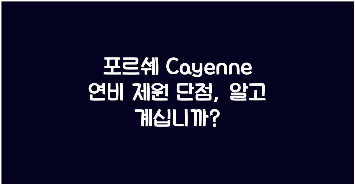 포르쉐 Cayenne 연비 제원 단점