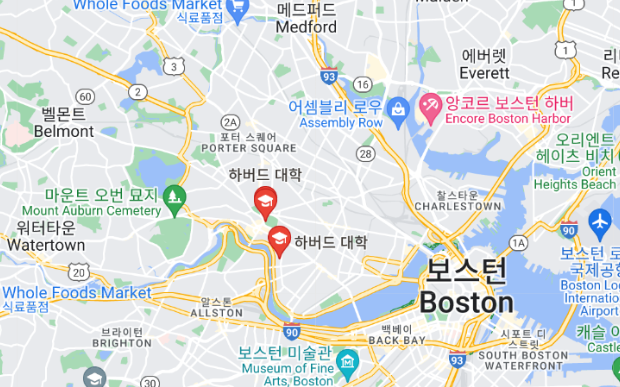하버드대학 위치 지도