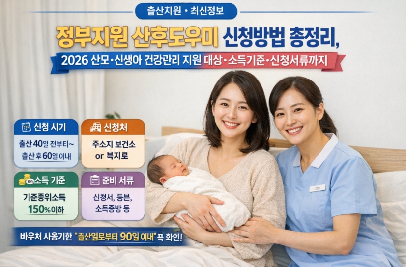 정부지원 산후도우미 신청방법 총정리, 2026 산모&middot;신생아 건강관리 지원 대상&middot;소득기준&middot;신청서류까지
