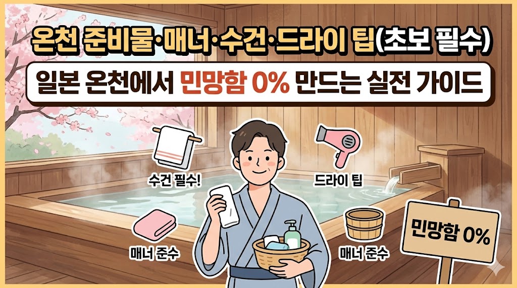 온천 준비물·매너·수건·드라이 팁(초보 필수): 일본 온천에서 민망함 0% 만드는 실전 가이드