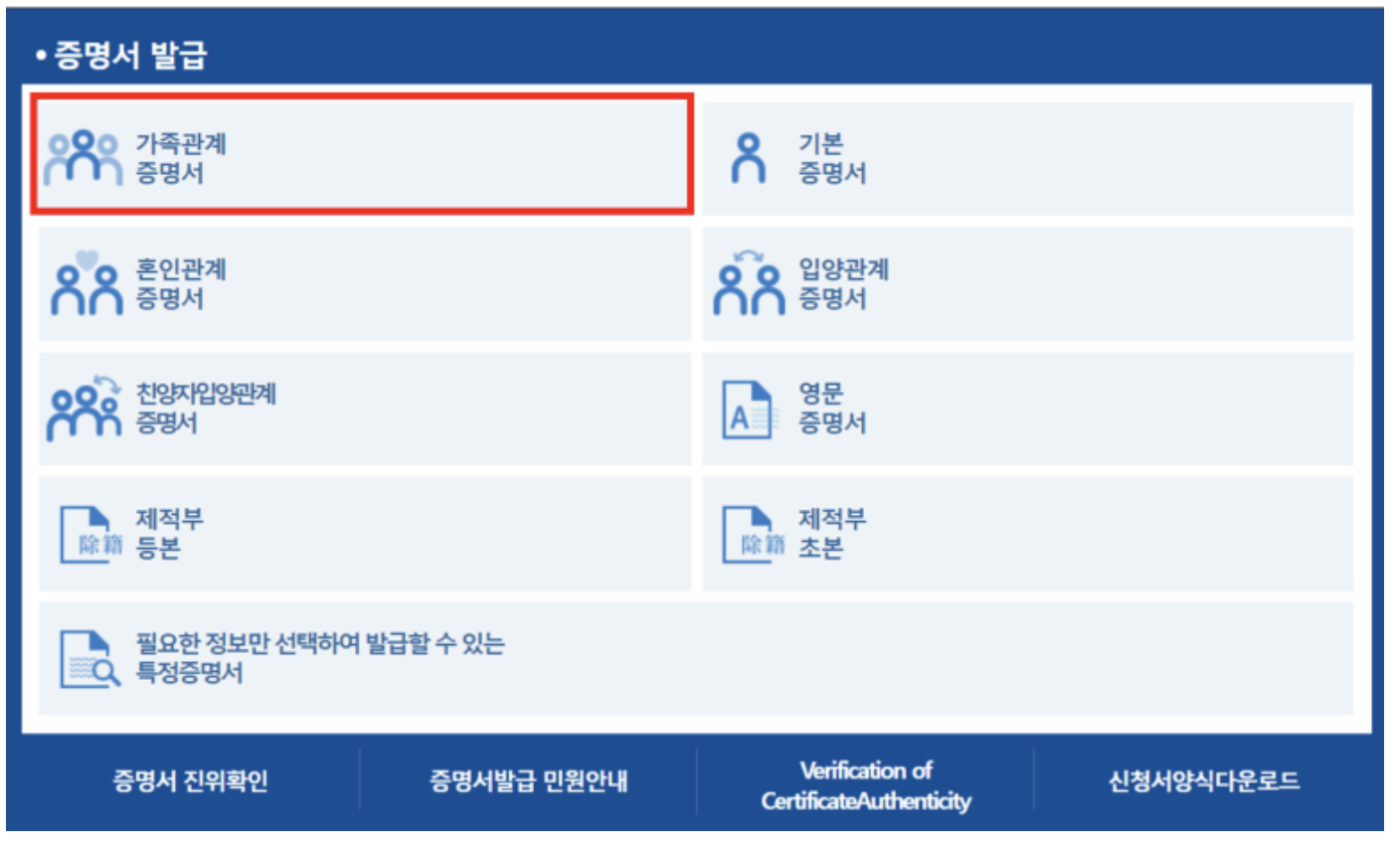 가족관계증명서 인터넷발급