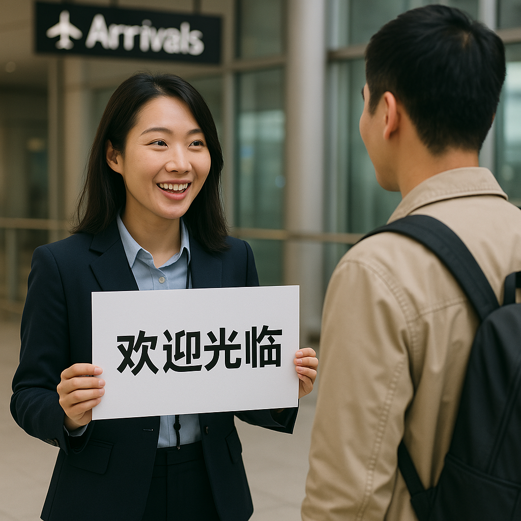 공항 픽업 환영 인사
