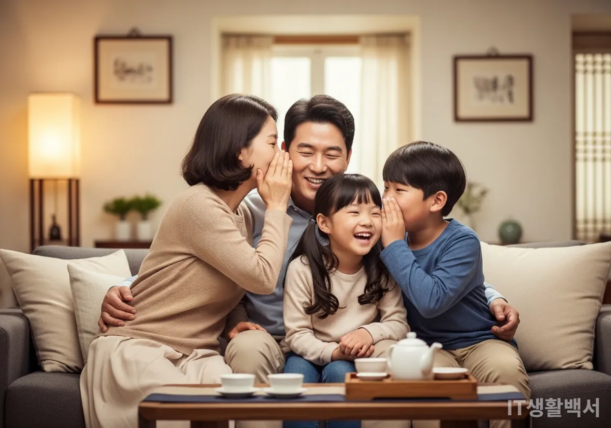 가족끼리 비밀 암구호를 정하며 안심하는 한국 가정의 따뜻한 모습