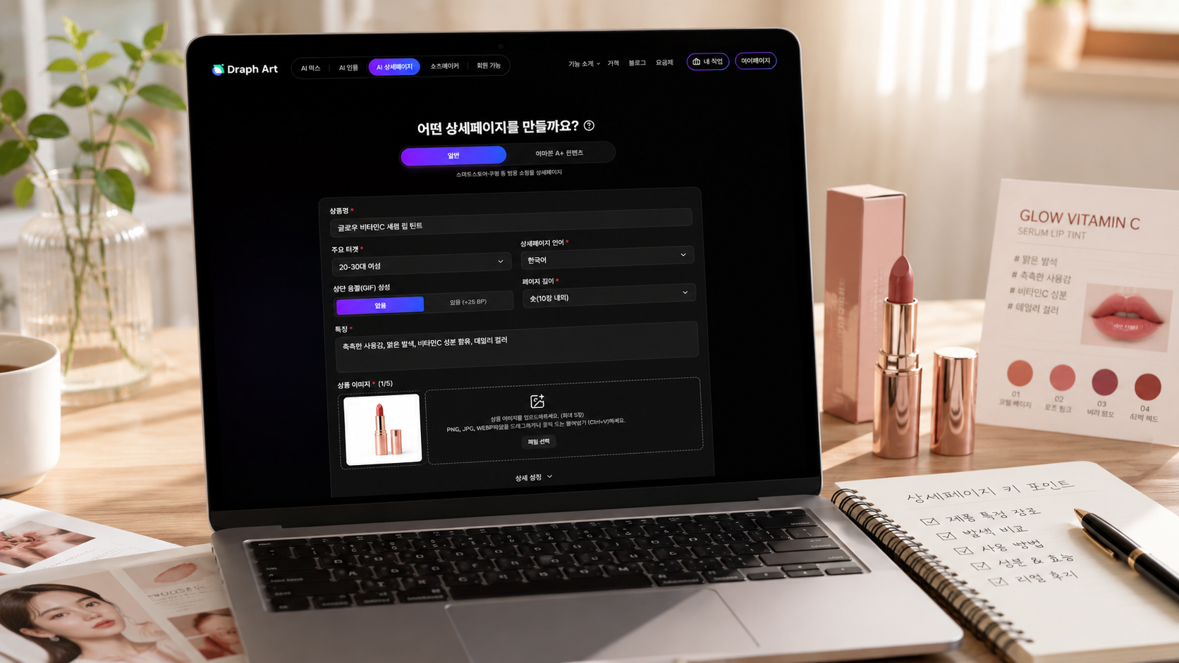 드랩아트 상세페이지 화면