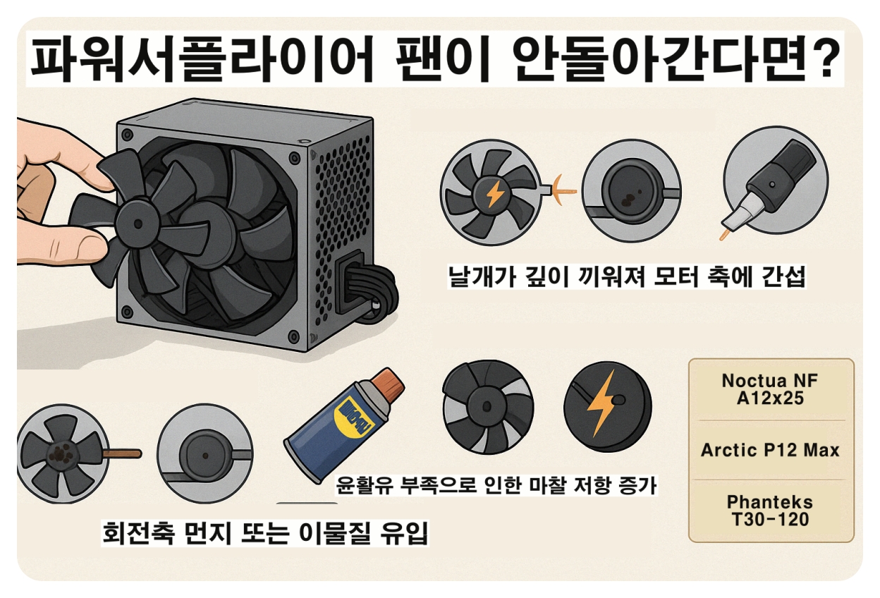 파워서플라이 팬 날개가 안 돌아간다면? 직접 겪은 고장 증상과 해결 방법