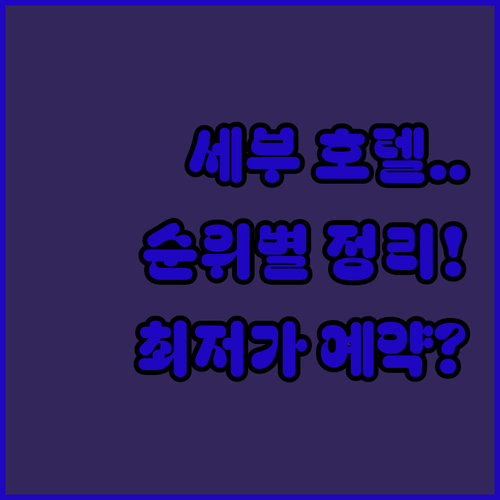 필리핀 세부 만다웨 호텔 순위별 장단..