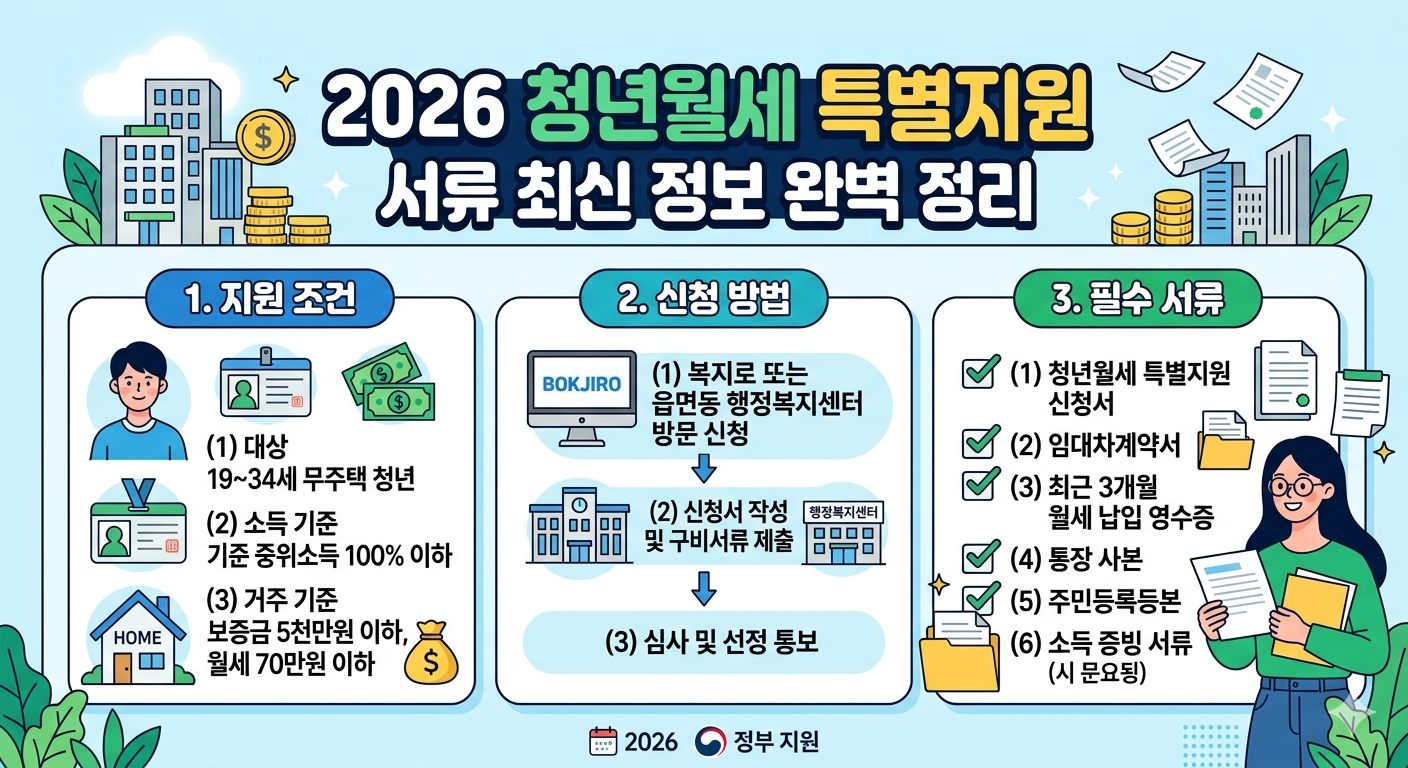 2026 청년월세 특별지원 조건 및 신청 방법 서류 최신 정보
