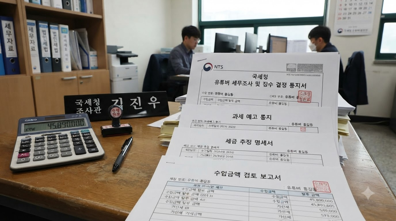 국세청 유튜버 세무조사 및 세금 추징 서류와 계산기