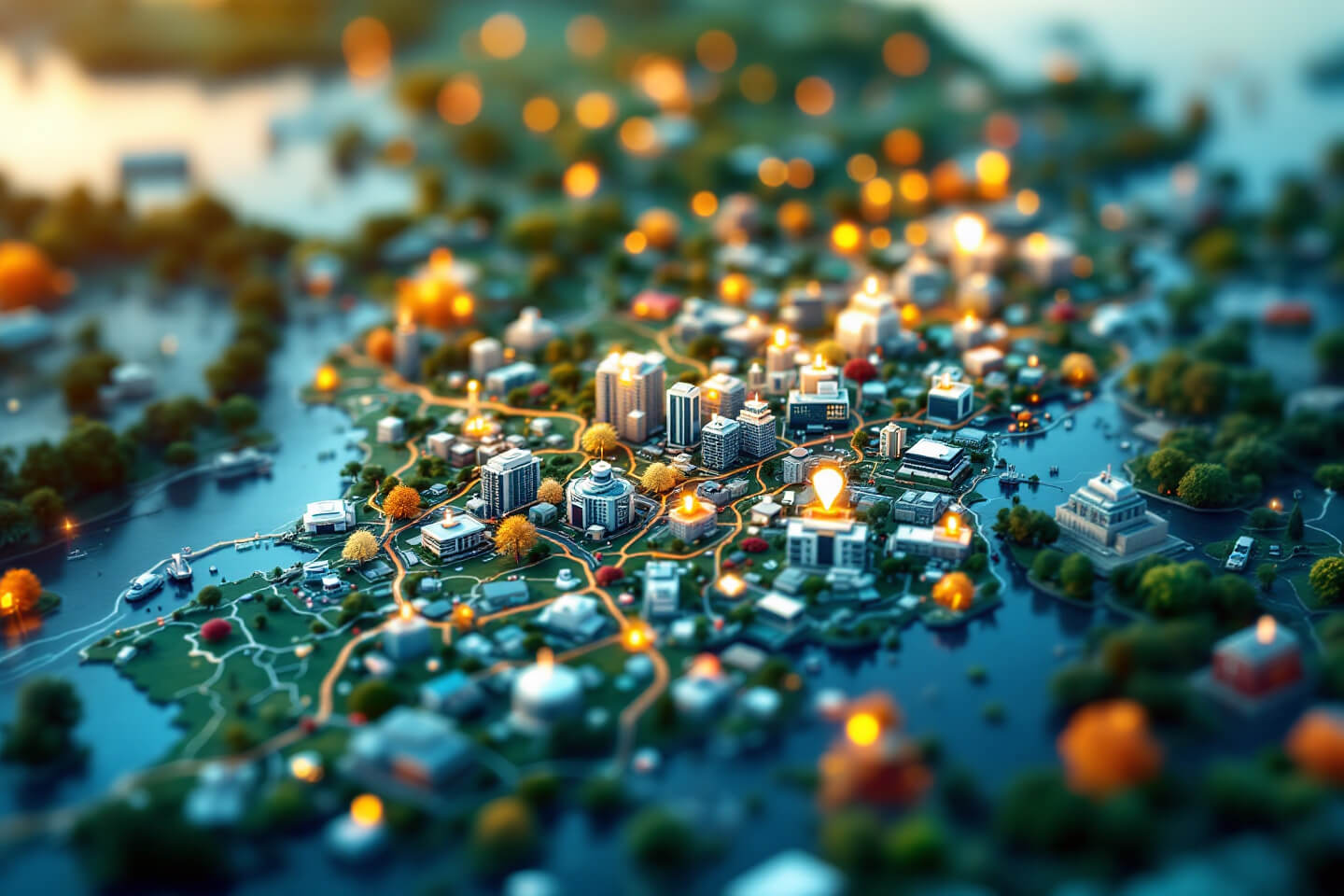 수도권 병원에서는 현대적인 의료 장비와 의료진이 환자를 치료하는 모습, 반면 지방에서는 작은 클리닉 앞에 긴 대기열이 형성된 모습. 의료 환경의 대조를 표현