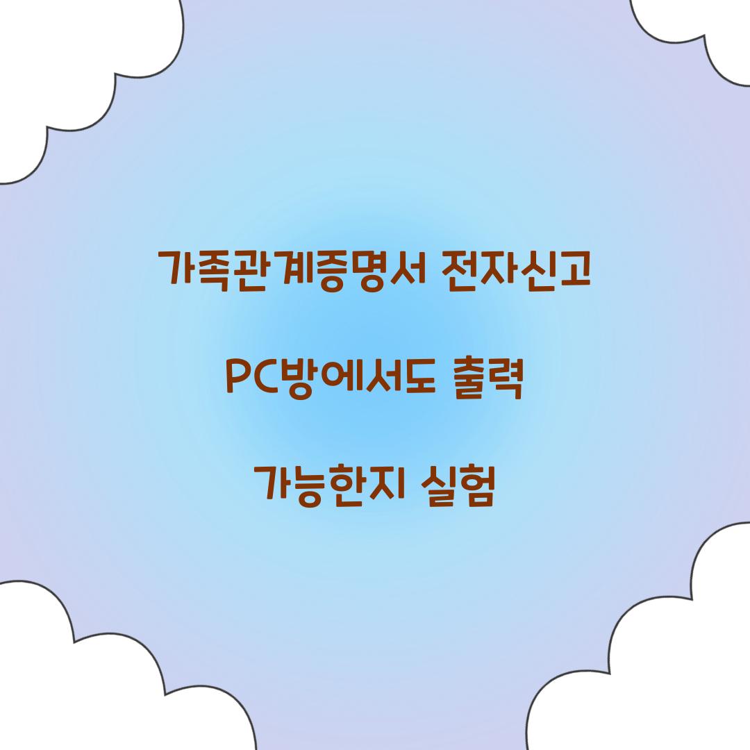 가족관계증명서 전자신고 PC방에서도 출력 가능한지 실험