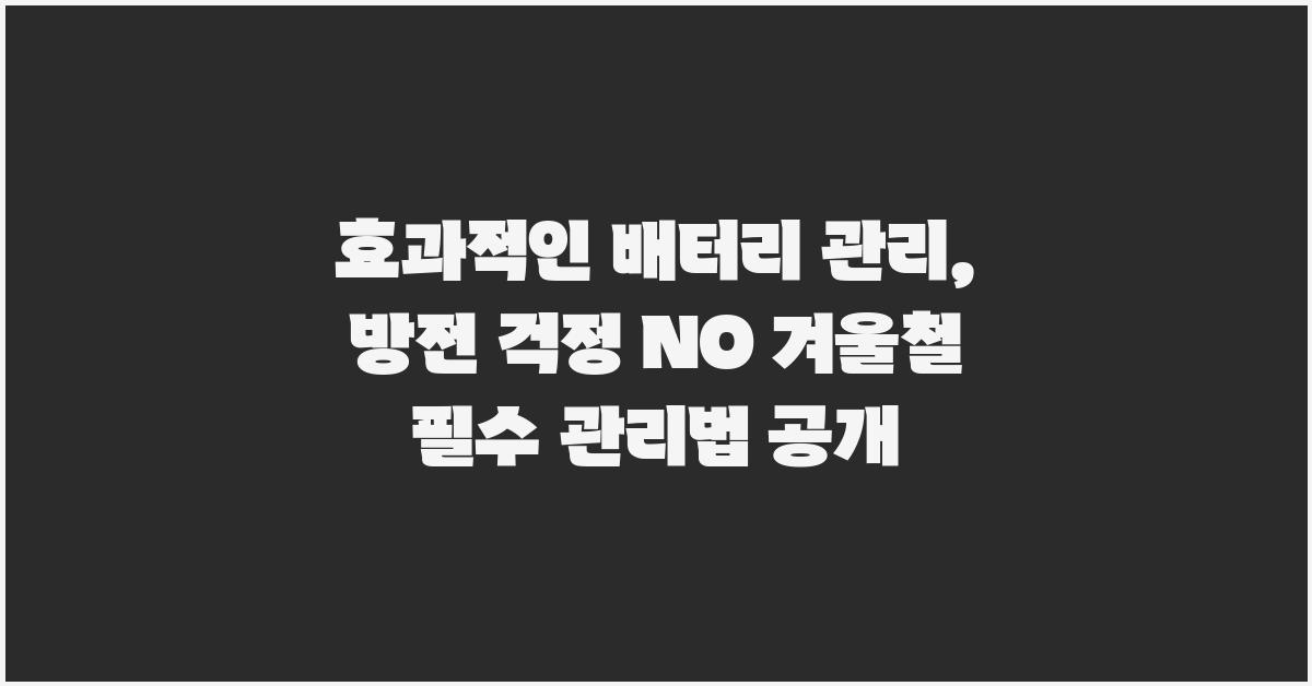 효과적인 배터리 관리, 방전 걱정 NO!
