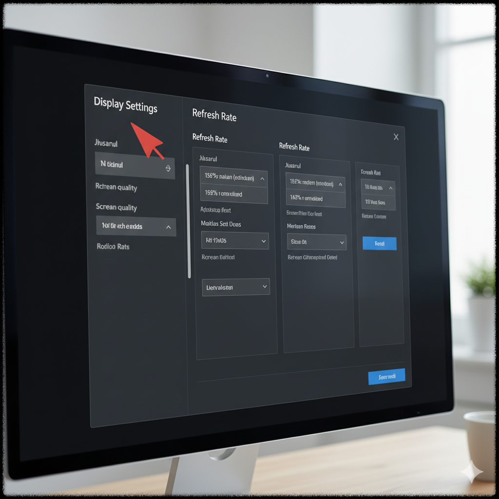주사율 및 화면 품질 제어 강조 표시 설정 인터페이스