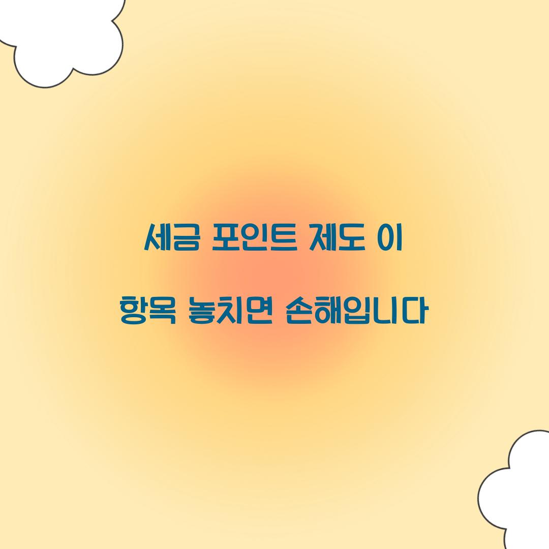 세금 포인트 제도 이 항목 놓치면 손해입니다  