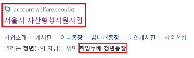 서울시 희망두배청년통장