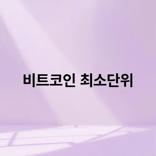 비트코인 최소단위