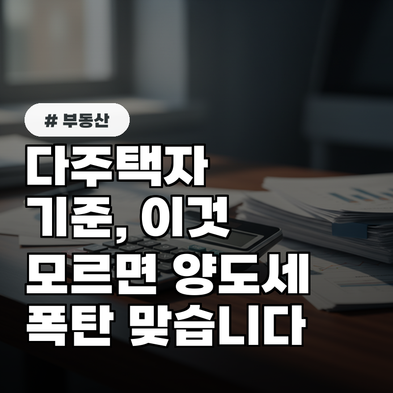 다주택자 기준, '이것' 모르면 양도세 폭탄 맞습니다