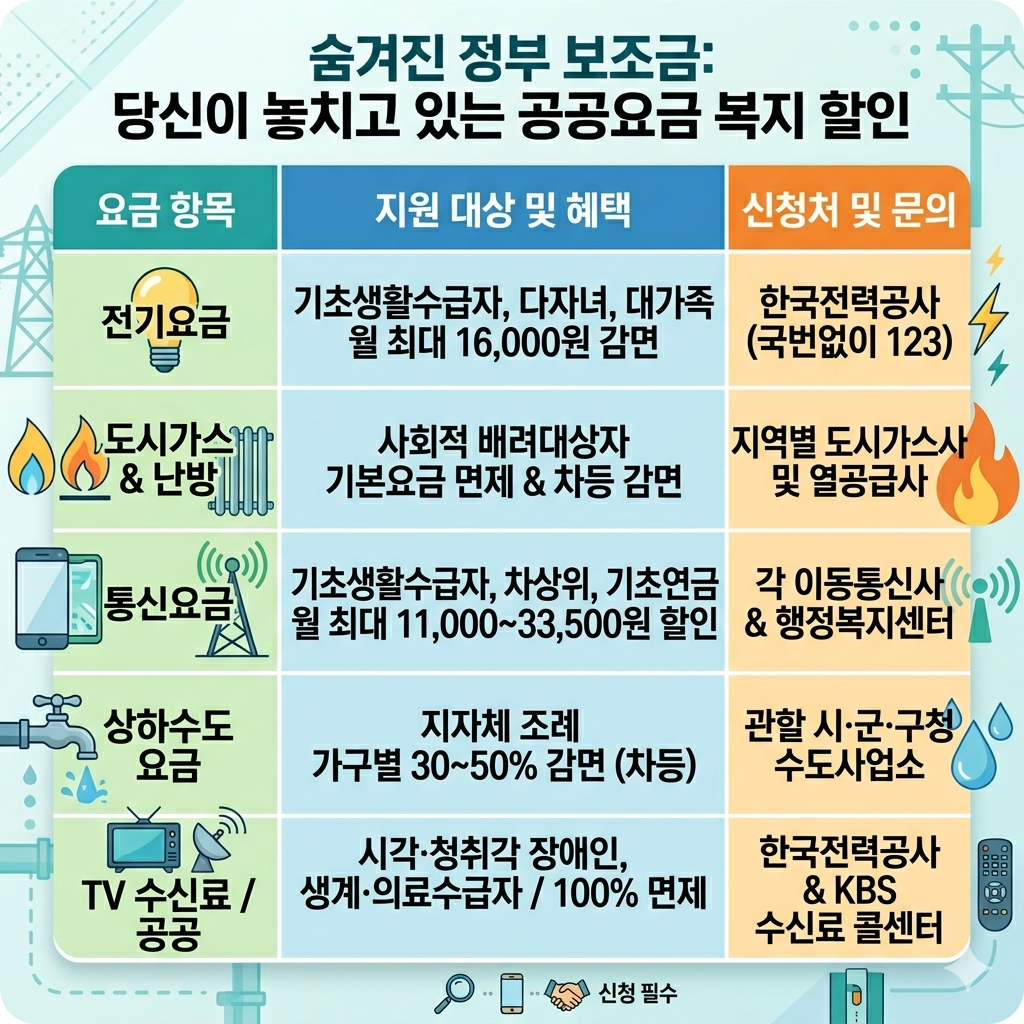 Korean infographic listing major utility discounts