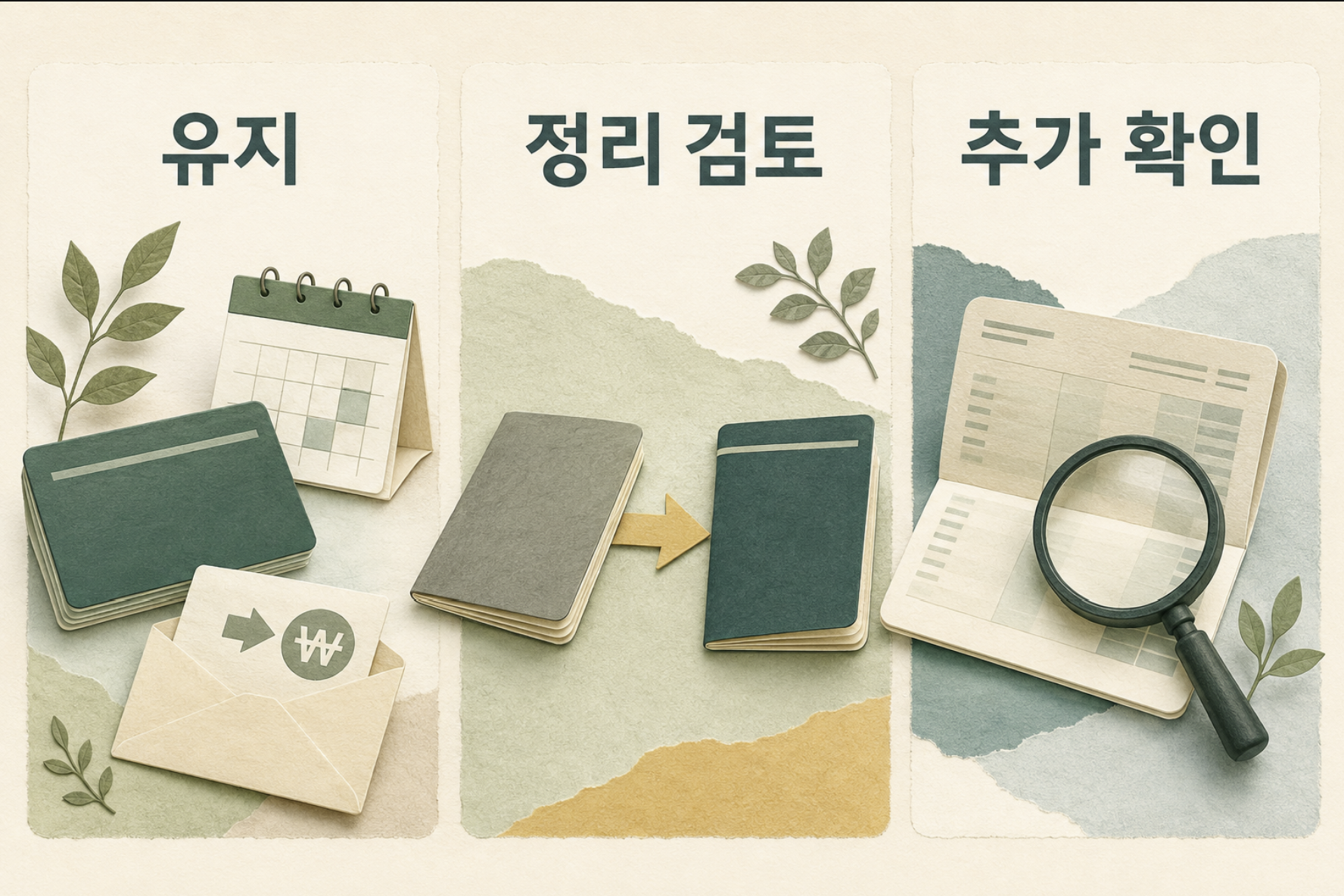 조회한 계좌를 유지, 정리 검토, 추가 확인으로 분류하는 방법