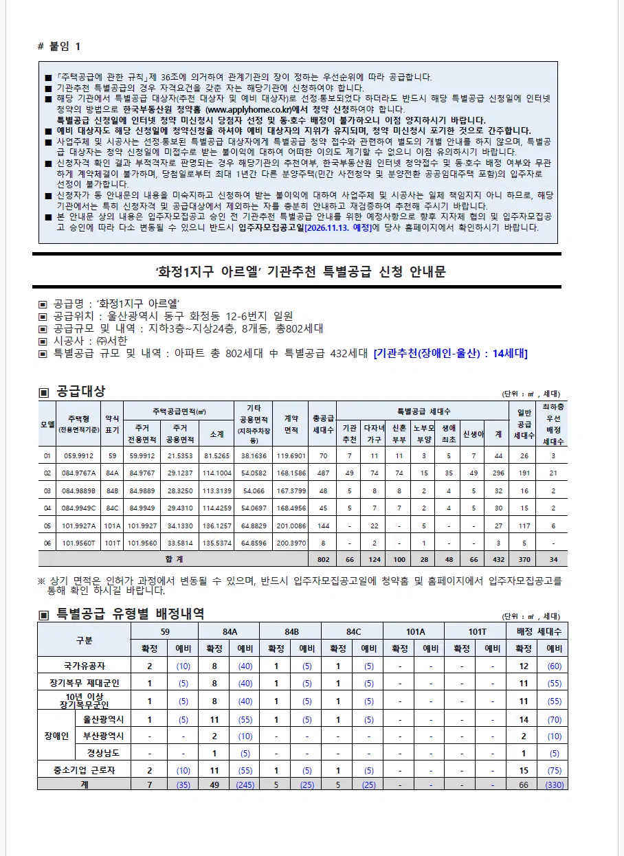 서한 아르엘 802세대 분양 정보 2