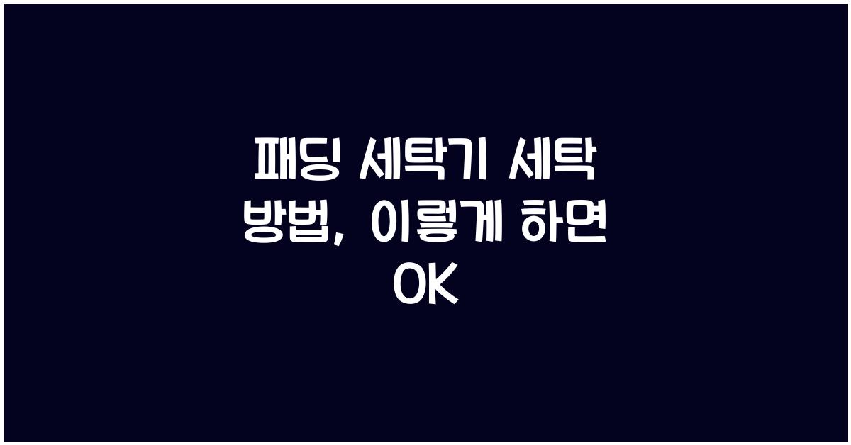 패딩 세탁기 세탁 방법