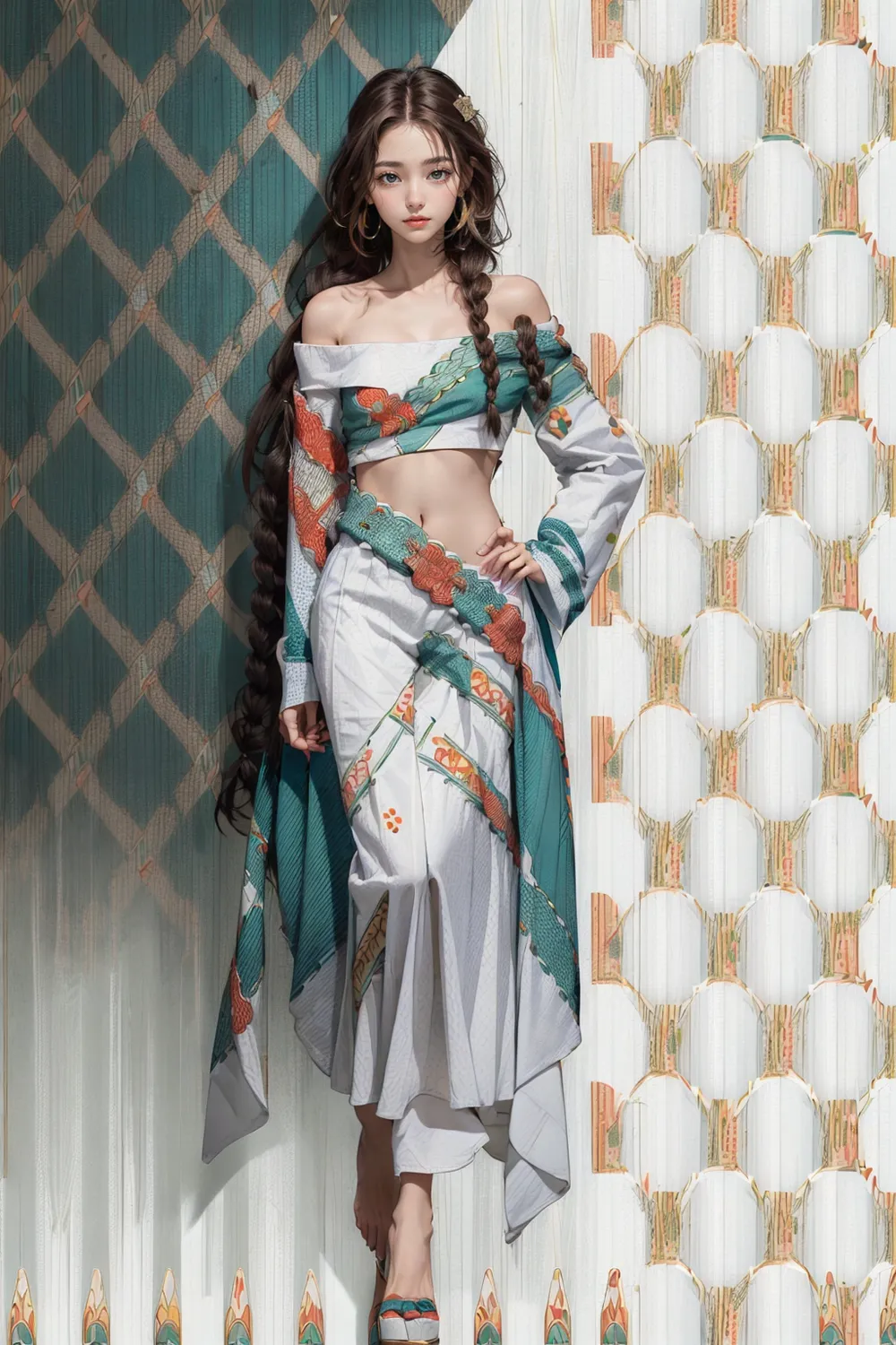 AI 그림 - 배경과 옷에 패턴넣기