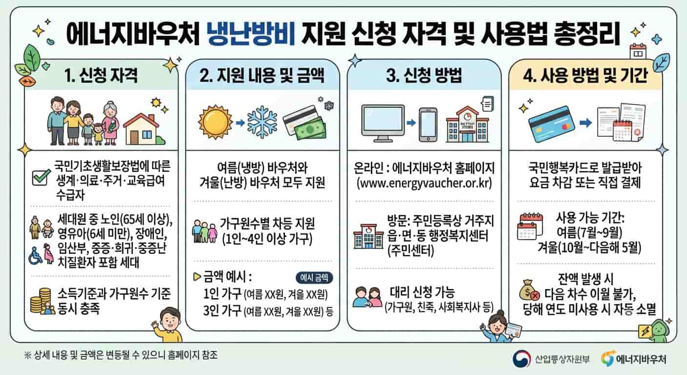 에너지바우처 냉난방비 지원 신청 자격 및 사용법 가이드