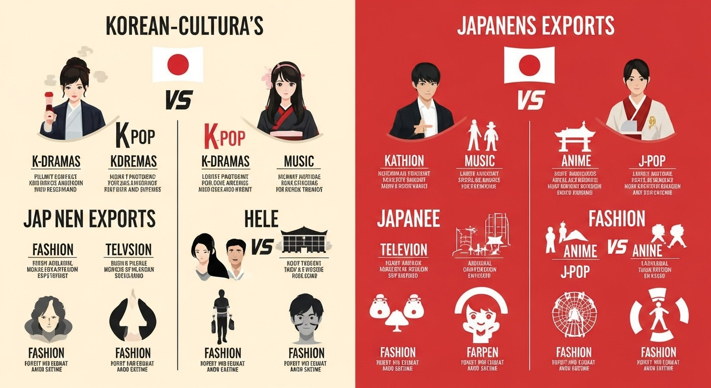 한국 vs 일본 문화 수출 차이점 (정책, 산업, 인기 요인)