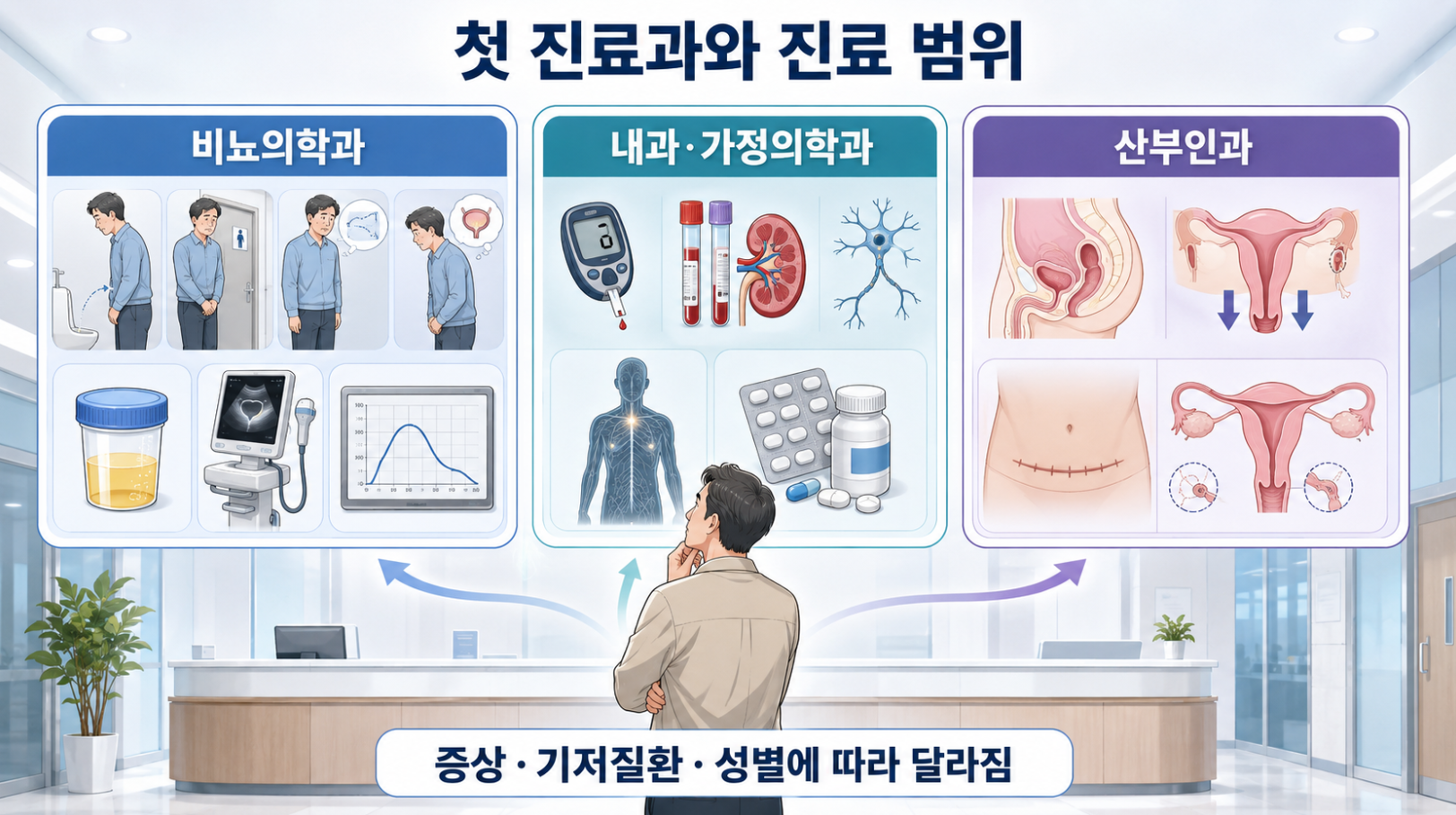 반복되는 배뇨곤란에서 비뇨의학과&middot;내과&middot;가정의학과&middot;산부인과 첫 진료 선택