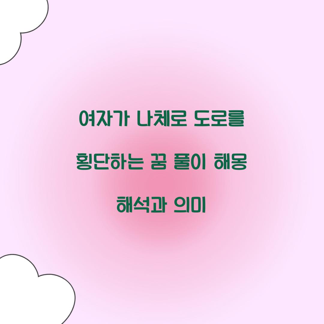 여자가 나체로 도로를 횡단하는 꿈 풀이 해몽 해석
