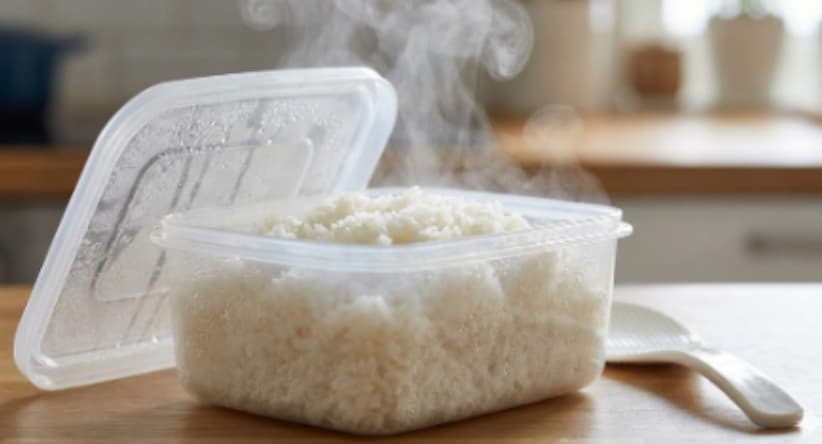 모던한 인테리어 주방에 있는 해동된 냉동밥 사진