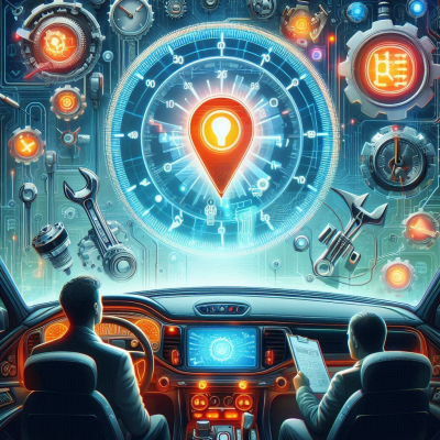 다양한 기계 부품들이 디지털 화면으로 표시되고, 점검이 이루어지는 장면입니다.