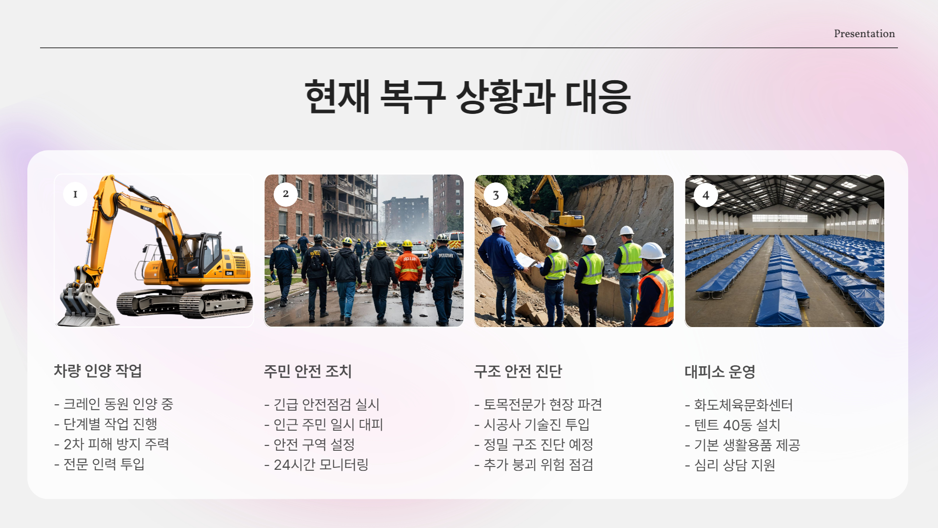 현재 복구 상황과 대응