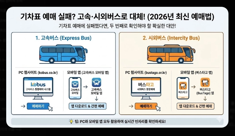 예매 실패 시 교통수단(고속버스,택시)(비교 + 전략)