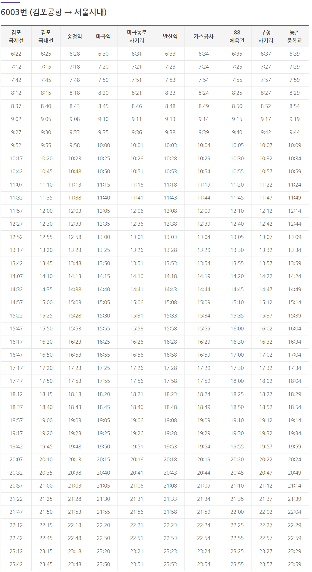 공항버스 6003 시간표