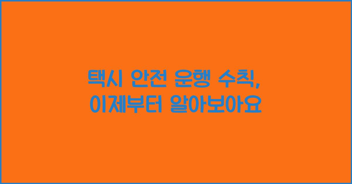 택시 안전 운행 수칙