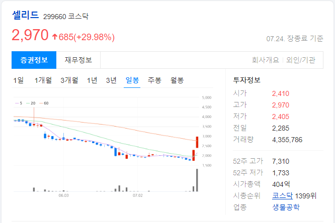 셀리드-일봉-차트-이미지