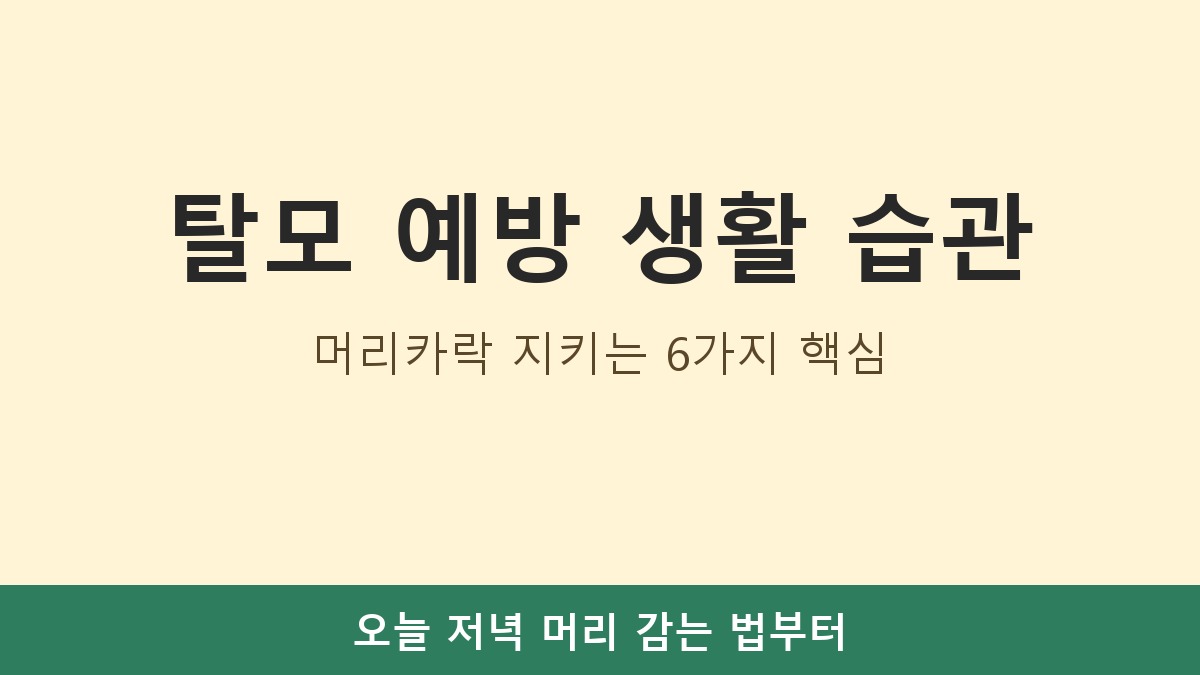 탈모 예방 생활 습관, 머리카락 지키는 6가지 핵심